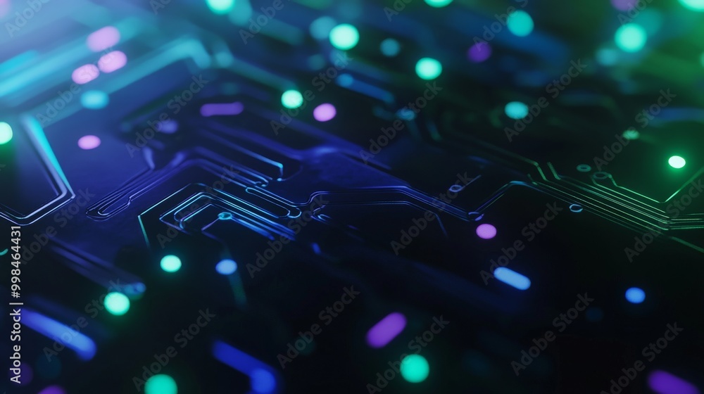 Poster technology background with integrated circuit board - futuristic 3d illustration for tech concepts a