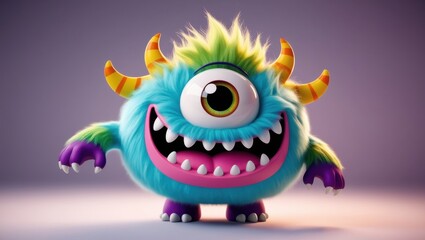 Naklejka premium minimal vibrantly colored 3D character with a whimsical design, perfect for children's stories, animations, and interactive games.