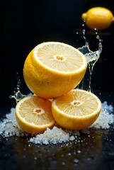 Ripe lemon fruit half and slices isolated fresh and juicy lemon transparent png cut out fruits beautiful