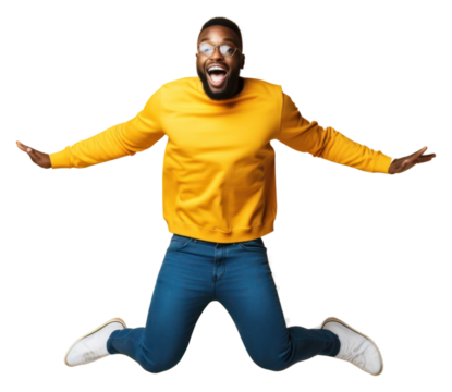 PNG Black Man jumping surprise adult.