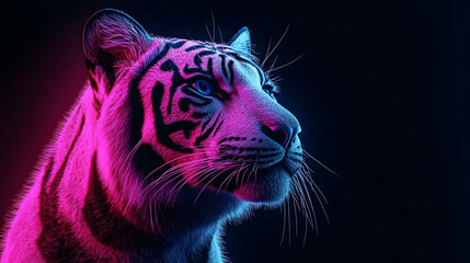 Obraz premium Neon Colored Tiger in Digital Art Design