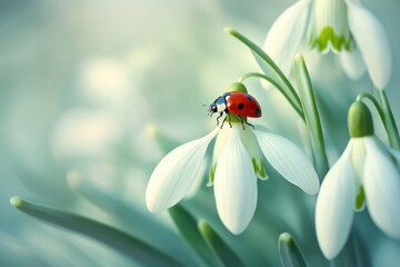 Obraz premium ladybird on a flower with blur background