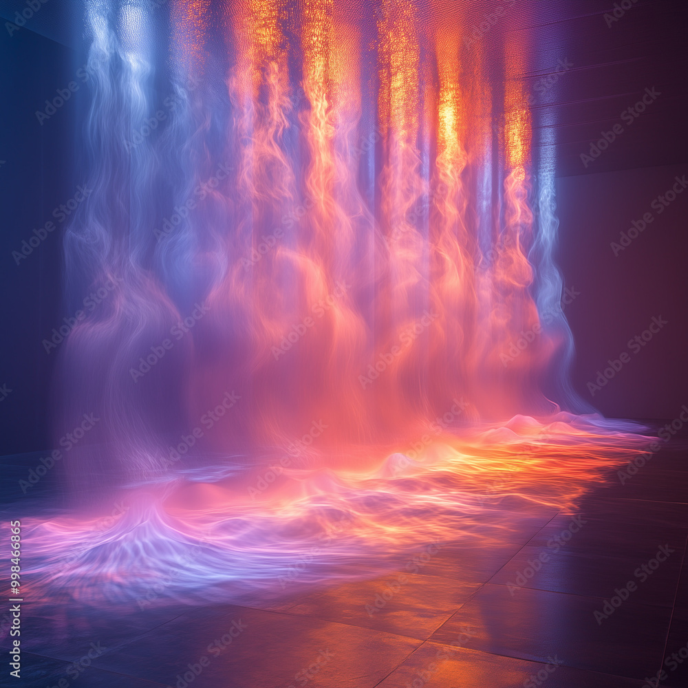 Aufkleber a mesmerizing display of colorful light and water, creating a dynamic visual experience with flowing