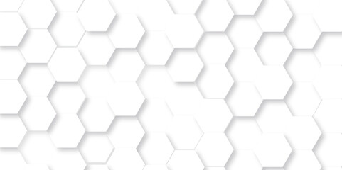 Naklejka premium Background with hexagons. Abstract background with lines. white texture background. hexagon abstract background. Surface polygon pattern with glowing hexagon paper texture and futuristic business.