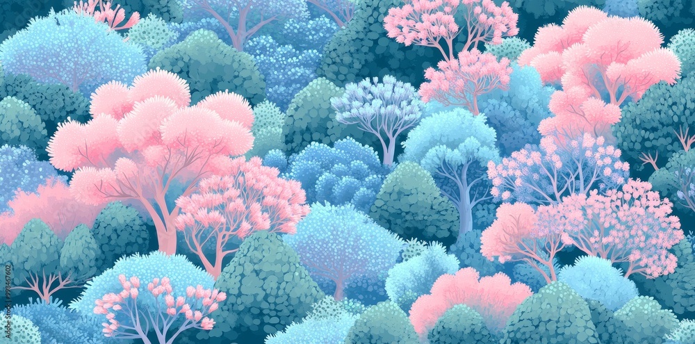 Aufkleber modern background with abstract seamless pattern of a winter forest.