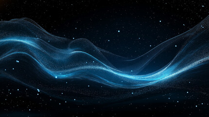 Obraz premium Blue glowing curves in space, computer generated abstract illustration.