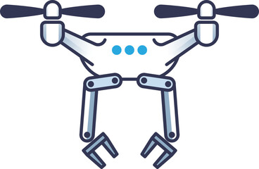 Illustration of a delivery drone with propellers and robotic arms, symbolizing modern delivery technology.