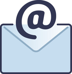 An envelope with an '@' symbol, representing email communication.