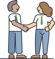 Obraz premium Illustration of a male and female shaking hands, symbolizing agreement, partnership, and cooperation.
