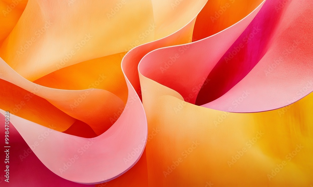Poster a geometric fluid composition with a gradient of red orange colors on a gray background. trendy desi