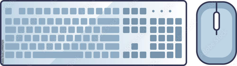 Aufkleber illustration of a computer keyboard and mouse, representing digital input devices.
