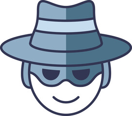 Illustration of a hacker with a hat and mask, symbolizing anonymity and cybercrime.