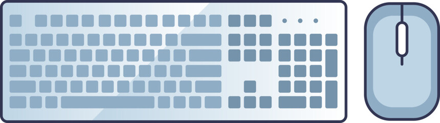 Illustration of a computer keyboard and mouse, representing digital input devices.