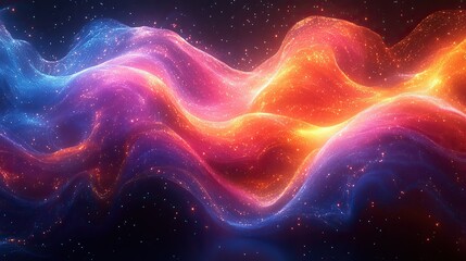 Fototapeta premium The abstract technology and dynamic background features colorful waves for an engaging design with tech elements.