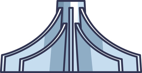 Illustration of a metallic machine part with a symmetrical, curved design, representing industrial components.