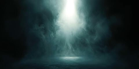 Fototapeta premium A dark room with a light shining on it