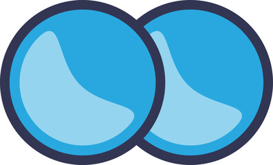 Illustration of an O2 molecule with two blue overlapping circles representing oxygen atoms.
