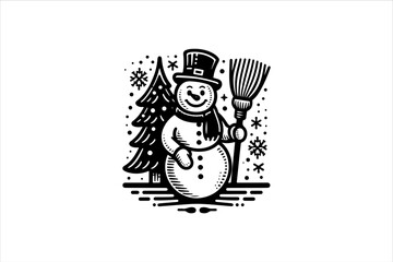 Snowman vector illustration. Snowman Icon Vector Illustration. Snowman Silhouette Vector Illustration.
