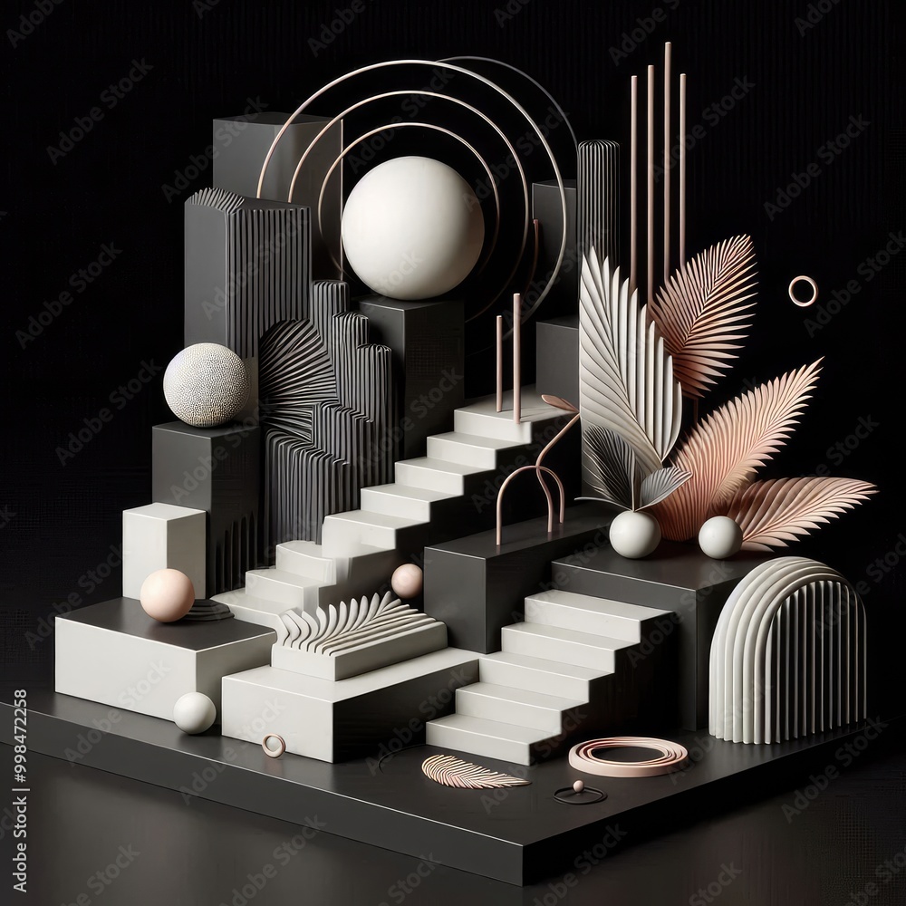 Poster minimal modern and avant garde 3d on a black background design background