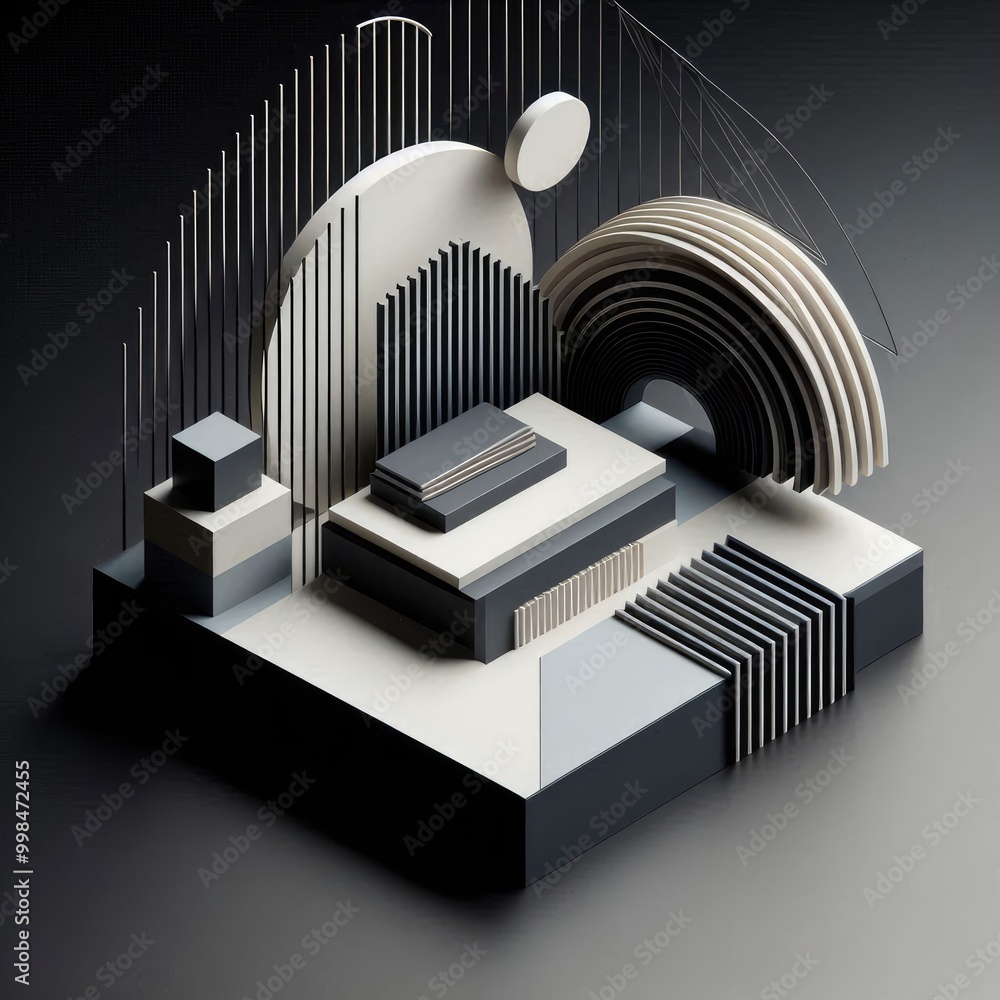 Poster minimal modern and avant garde 3d on a black background design background