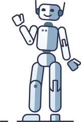 A friendly humanoid robot waving, symbolizing advanced robotics and AI technology.