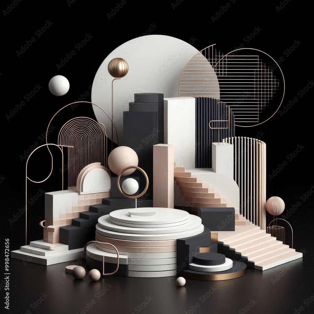 Poster minimal modern and avant garde 3d on a black background design background