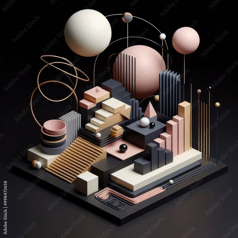 Poster minimal modern and avant garde 3d on a black background design background