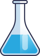 Illustration of a laboratory flask filled with blue liquid, symbolizing scientific testing and experimentation.
