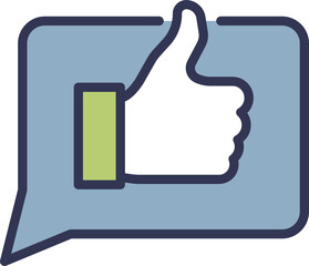 A thumbs-up icon inside a speech bubble, symbolizing approval or positive feedback.