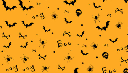 Creepy seamless pattern for Halloween. On an orange background. The background can be changed. Vector graphics. EPS 10