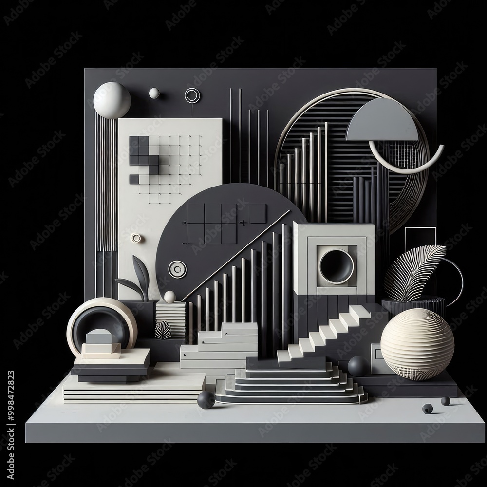 Poster minimal modern and avant garde 3d on a black background design background