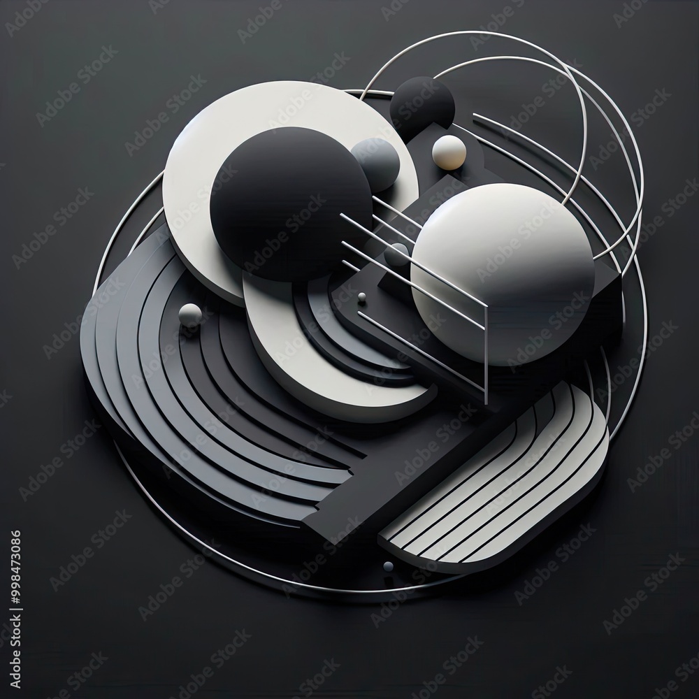 Poster minimal modern and avant garde 3d on a black background design background
