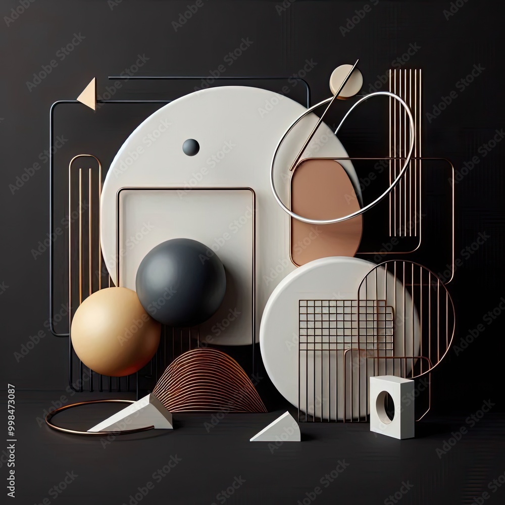 Aufkleber minimal modern and avant garde 3d on a black background design background