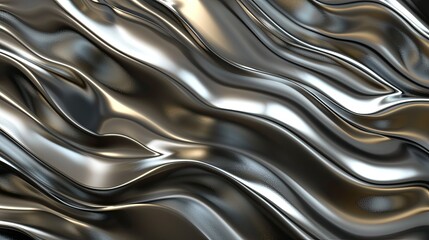 Metallic plastic 3d rendered wavy wallpaper abstract background