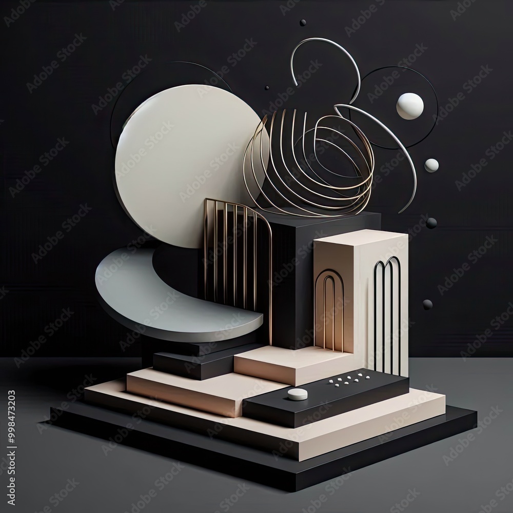 Poster minimal modern and avant garde 3d on a black background design background