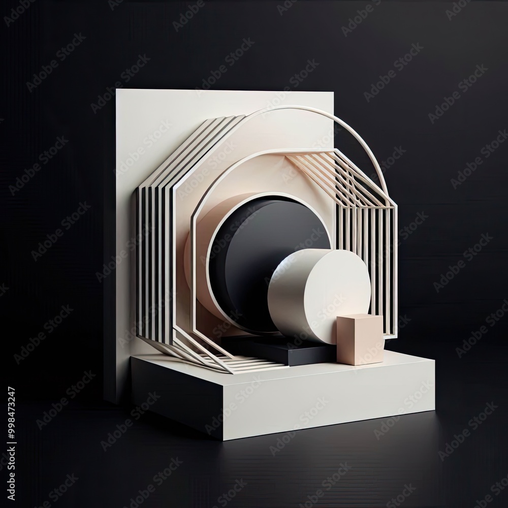 Poster minimal modern and avant garde 3d on a black background design background