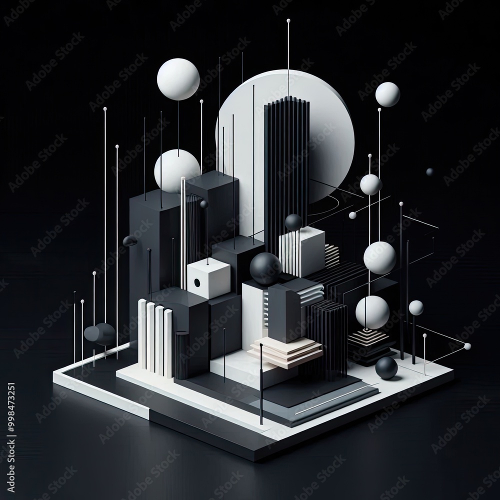 Poster minimal modern and avant garde 3d on a black background design background