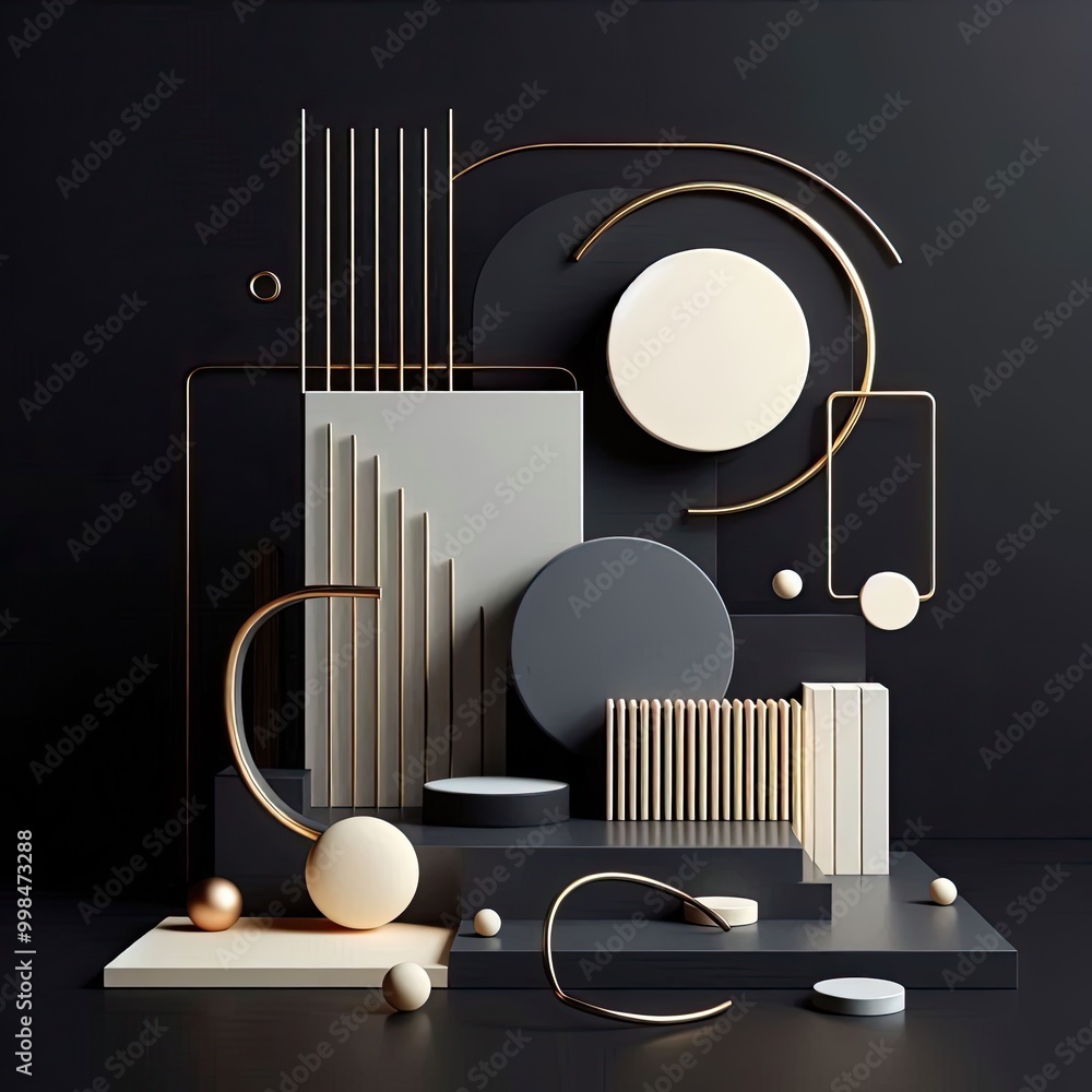 Poster minimal modern and avant garde 3d on a black background design background