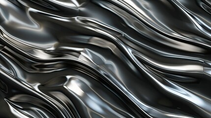 Metallic plastic 3d rendered wavy wallpaper abstract background
