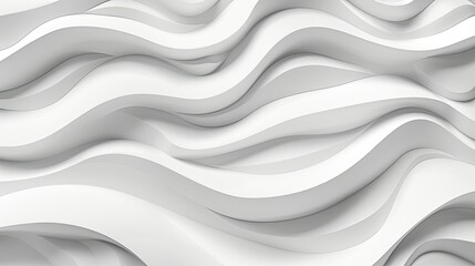 Obraz premium Minimalistic abstract background with white 3D paper waves. White glossy soft wavy embossed texture isolated on white background