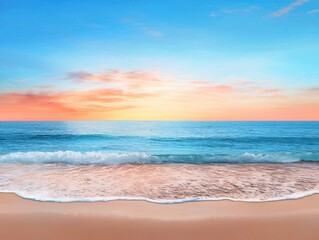 Obraz premium A beautiful sunrise on January 1st, 2025, over a peaceful beach in soft watercolor, [new beginnings], [tranquil new year]