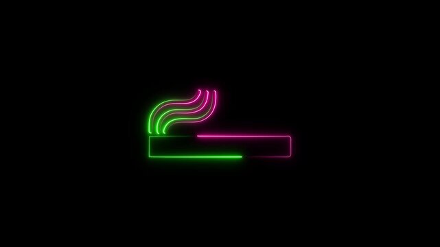 Neon Bright symbol, icon, light warning sign of smoking in an unauthorized place. Stop smoking