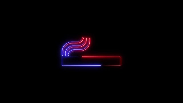 Neon Bright symbol, icon, light warning sign of smoking in an unauthorized place. Stop smoking
