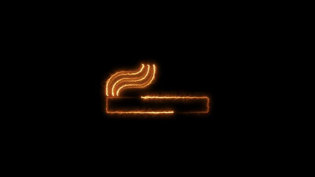 Neon Bright symbol, icon, light warning sign of smoking in an unauthorized place. Stop smoking