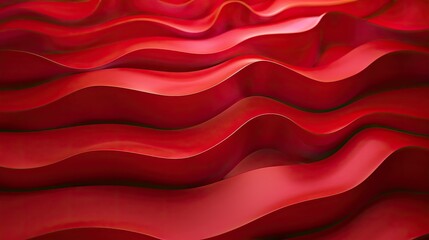 Fototapeta premium Three dimensional render of red wavy pattern. Red waves abstract background texture