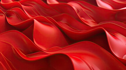 Fototapeta premium Three dimensional render of red wavy pattern. Red waves abstract background texture