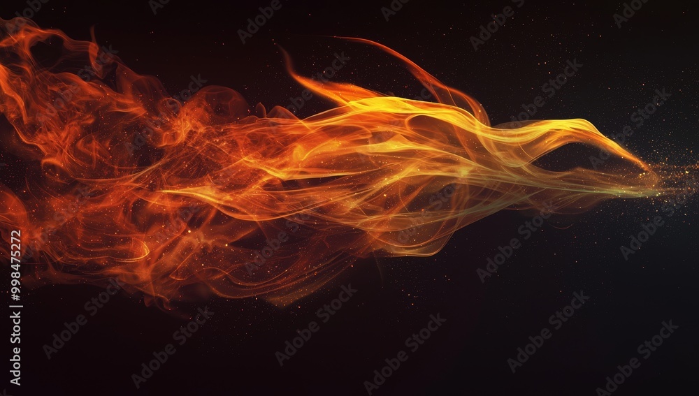 Poster an isolated 3d rendering for video effect of a burning fire in a fireplace with a firefly flame as t