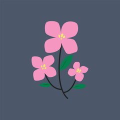 Pink flowers in flat vector design.