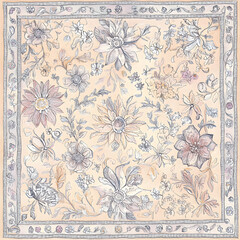 Hand-drawn 2D Doodle Tile and Carpet Patterns with White Borders – Geometric, Floral, and Abstract Designs