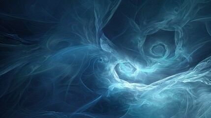 Fototapeta premium Ethereal blue abstract wallpaper background mimicking fluid waves and serene oceanic depths